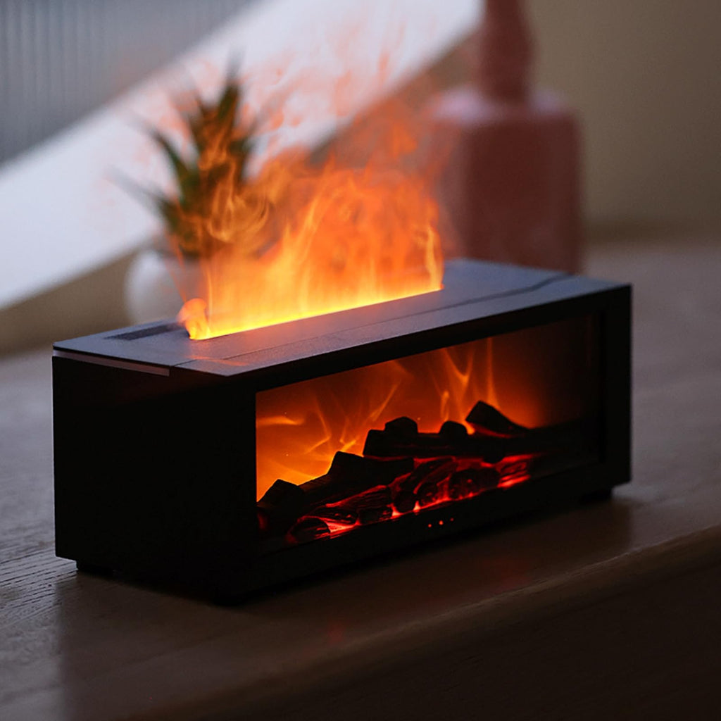 Fireplace Flame Aroma Diffuser – Cool Mist, LED Ambience & Essential Oils