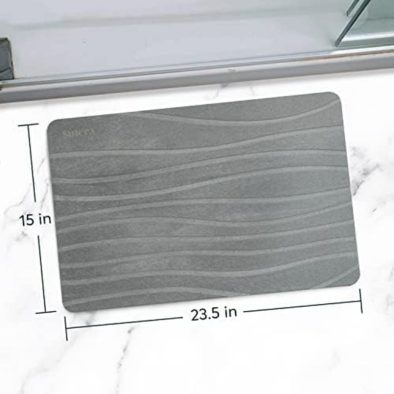 Diatomaceous Stone Bathmat | Ultra-Absorbent, Quick-Drying Bath Mat | Slip-Resistant Surface for Safer Bathrooms | Charcoal Grey Finish | 23.5" X 15" (1 Pack)