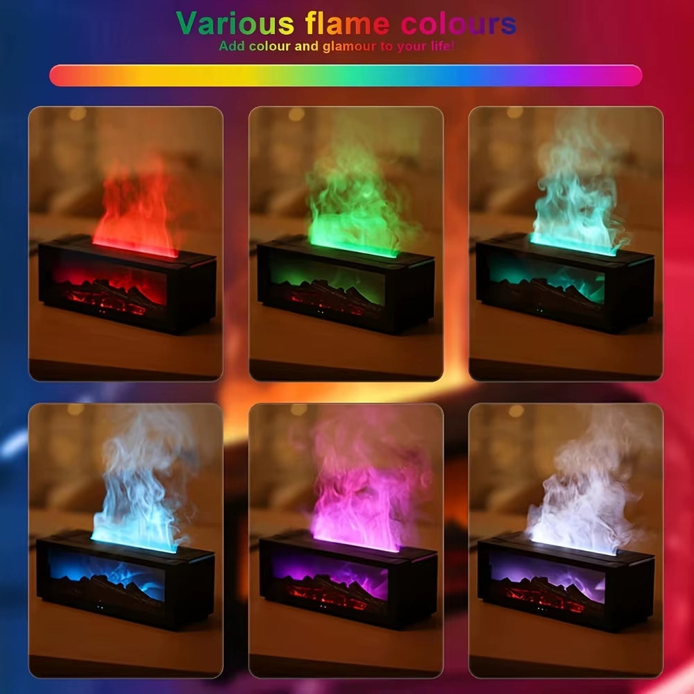 Fireplace Flame Aroma Diffuser, 9.47Oz Cool Mist Humidifier with USB, Remote, Timer, 7 LED Colors, Essential Oils, Perfect Gift