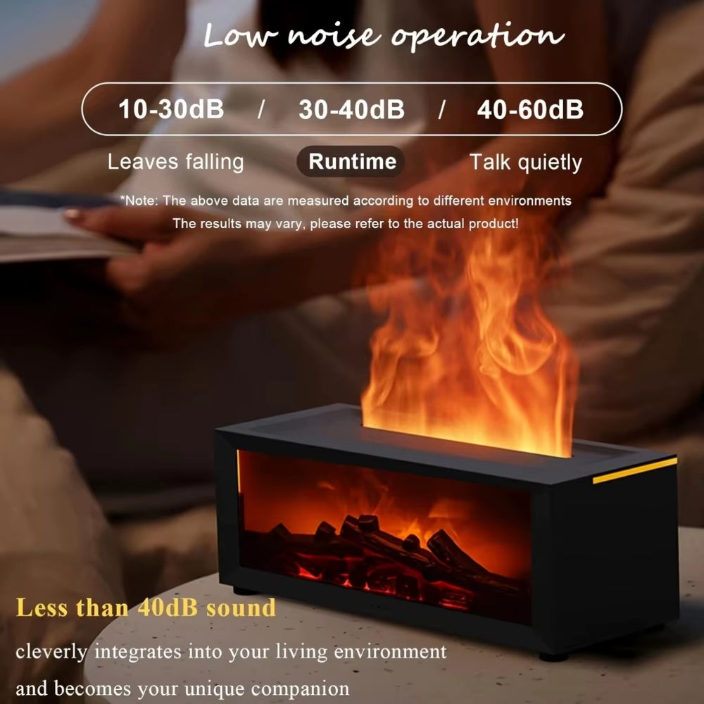 Fireplace Flame Aroma Diffuser, 9.47Oz Cool Mist Humidifier with USB, Remote, Timer, 7 LED Colors, Essential Oils, Perfect Gift