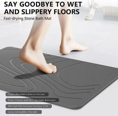 Premium Diatomite Bath Mat – Quick-Dry, Non-Slip Luxury Stone Design